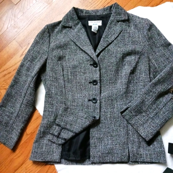Covington • Women's Tweed-Like Button Front 3/4 Sleeve Blazer - Picture 10 of 15